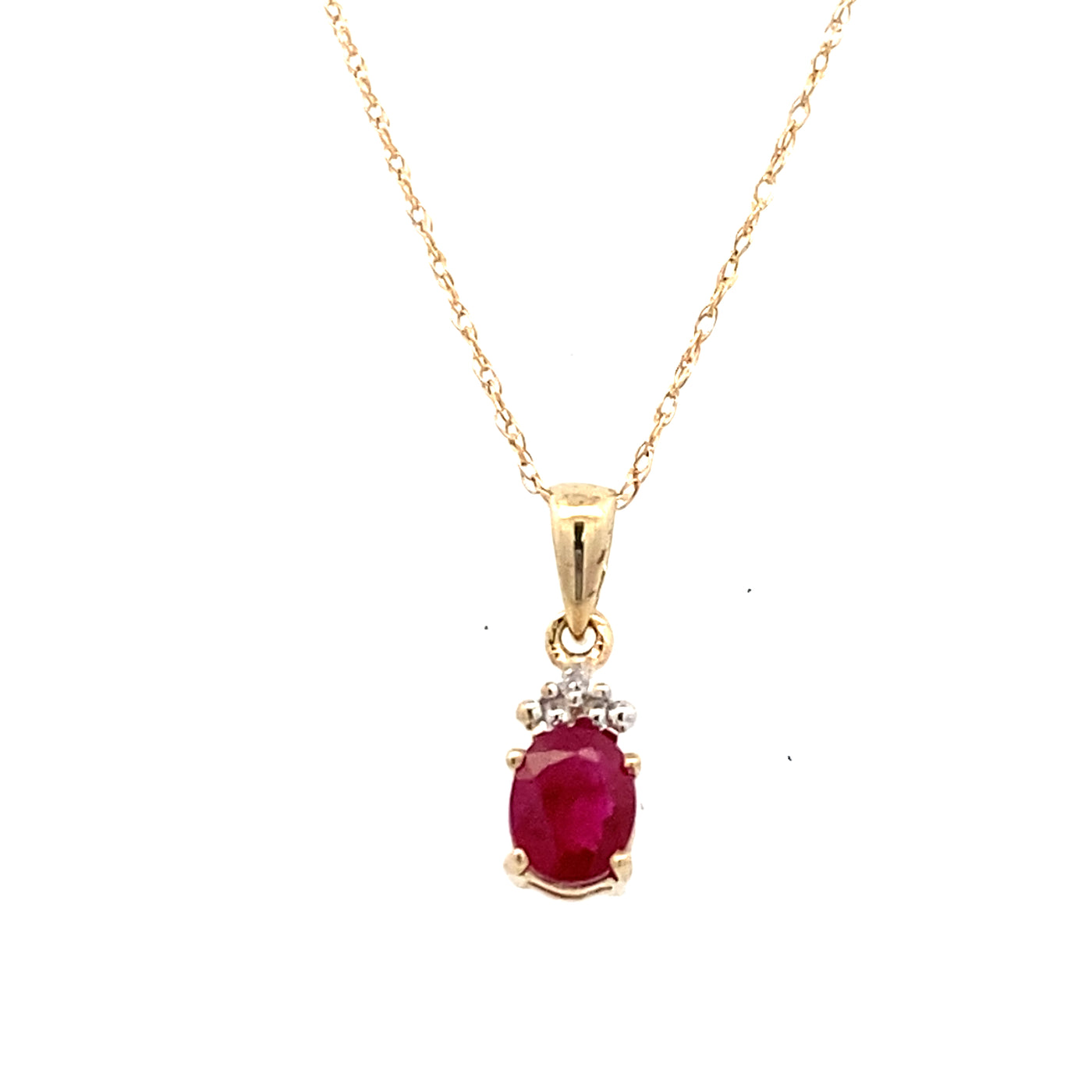 ESTATE Ruby and Diamond Pendant in Yellow Gold