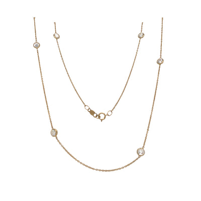 ESTATE CZ Station Necklace in Yellow Gold