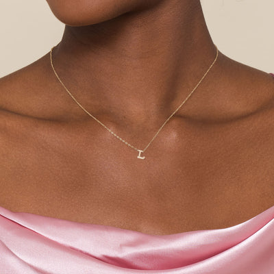 Initial “L” Link Necklace in Yellow Gold by Gabriel & Co.