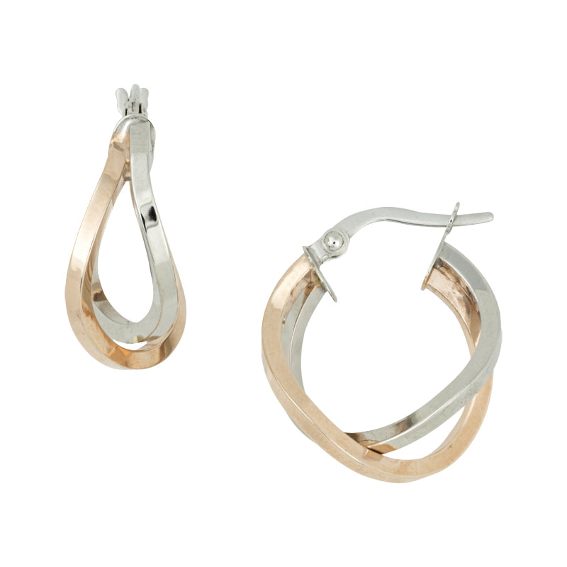 14 Karat Hoop Two-Tone Gold Hoop Earrings 5R109PX