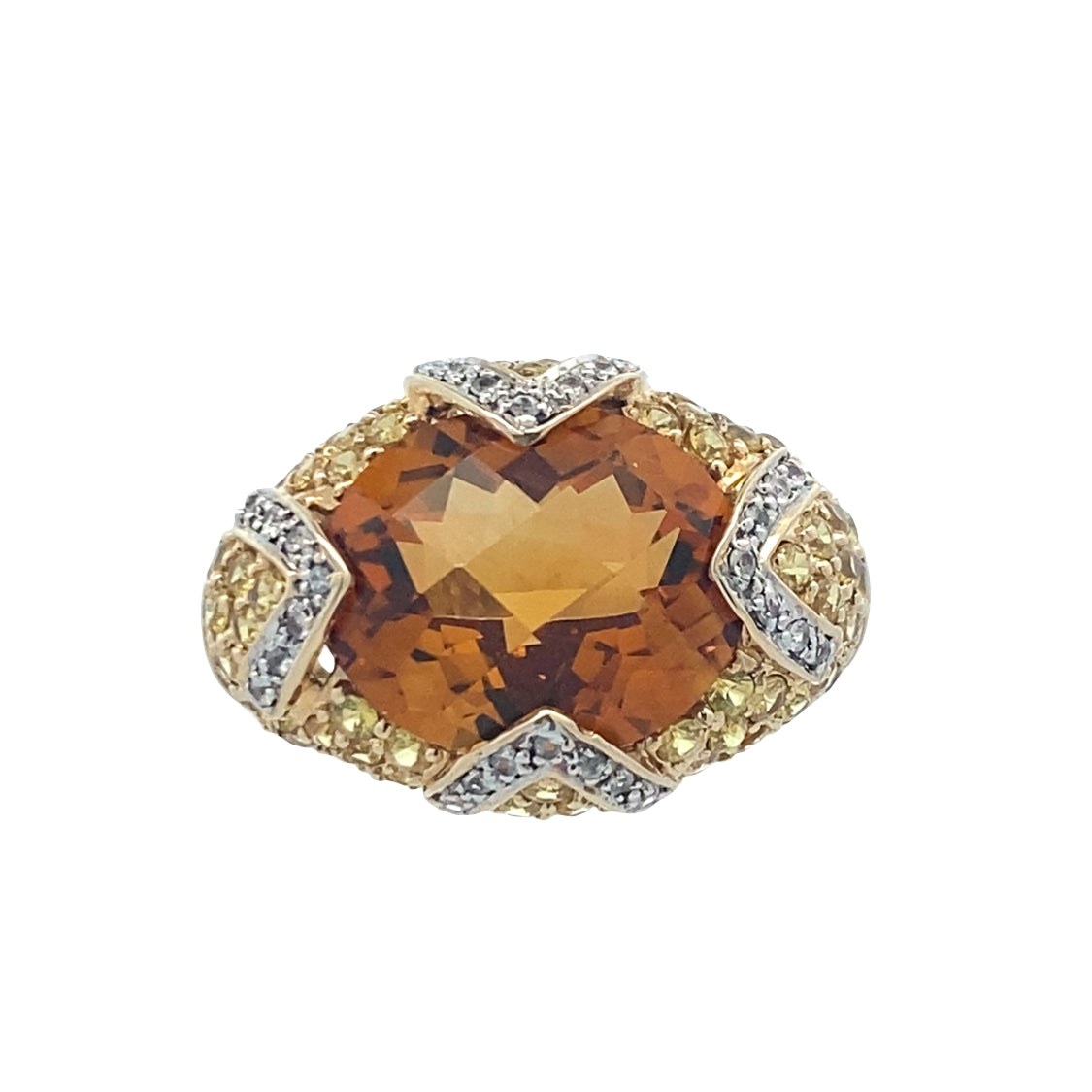 Estate Le Vian Citrine & Sapphire Ring in 14K Yellow Gold