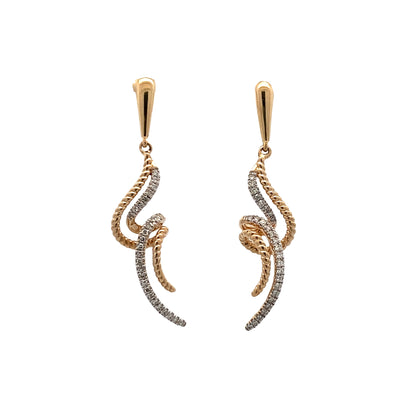 ESTATE Diamond Drop Earrings in Yellow Gold