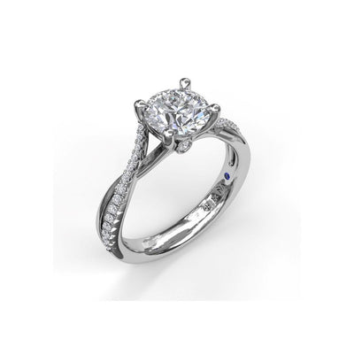 FANA 14 Karat with Side Stones Round Shape Engagement Ring S3477/WG