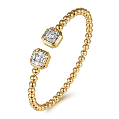 14K Yellow Gold .79CTW Diamond Bujukan Split Bangle, Size 6.25 by Gabriel & Co.