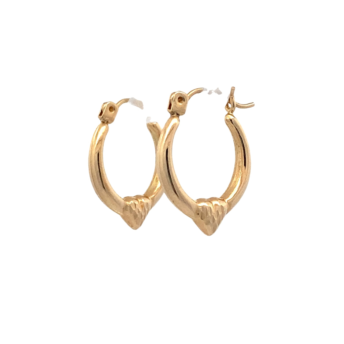 ESTATE Heart Hoops in Yellow Gold