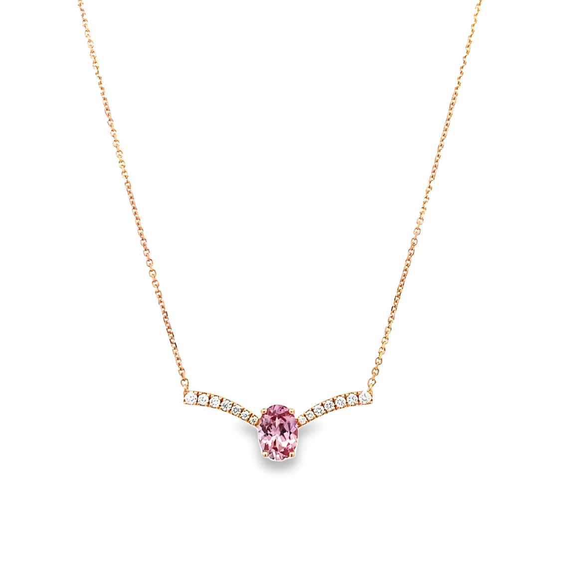Lotus Garnet and Diamond Necklace in Rose Gold by Parlé