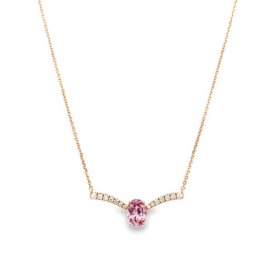 Lotus Garnet and Diamond Necklace in Rose Gold by Parlé