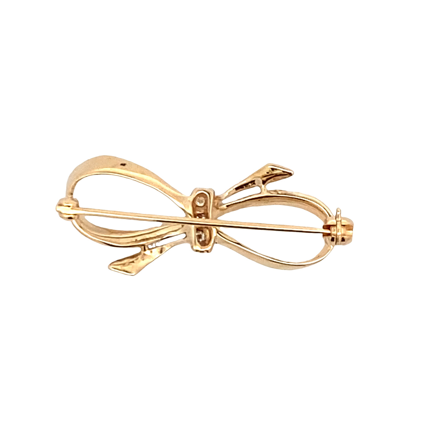 ESTATE DIamond Accented Bow Pin in Yellow Gold