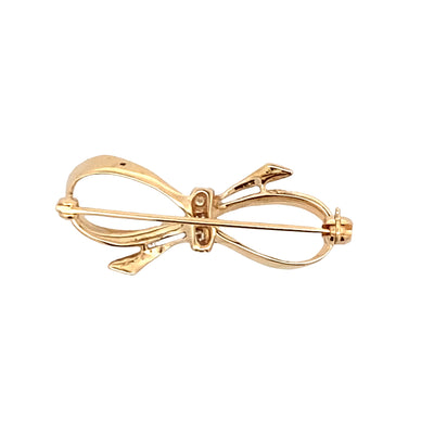 ESTATE DIamond Accented Bow Pin in Yellow Gold