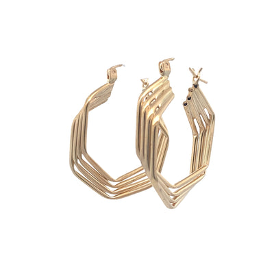 ESTATE Geometric Hoops in Yellow Gold
