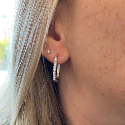 1 CTW Diamond Hoop Earrings in White Gold