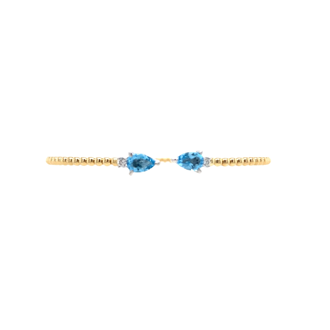 Blue Topaz and Diamond Bujukan Bangle in Two-Tone GOld by Gabriel & Co.