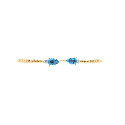 Blue Topaz and Diamond Bujukan Bangle in Two-Tone GOld by Gabriel & Co.