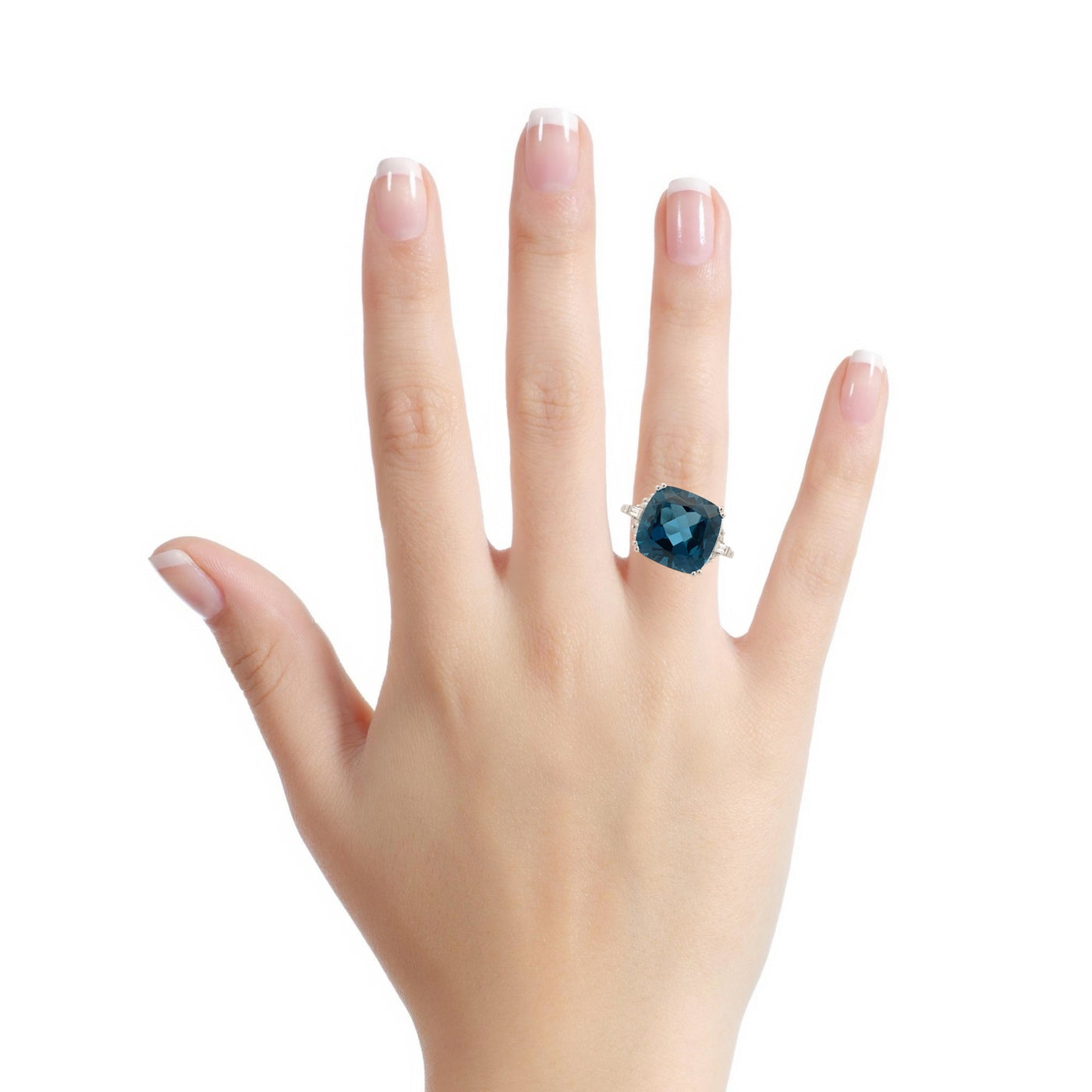 London Blue Topaz and Diamond Ring in White Gold by Allison Kaufman