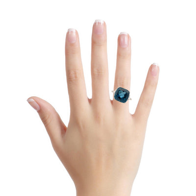 London Blue Topaz and Diamond Ring in White Gold by Allison Kaufman