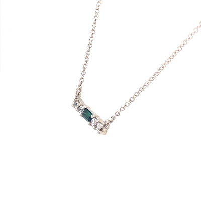 Single Birthstone Family Bar Necklace in Silver