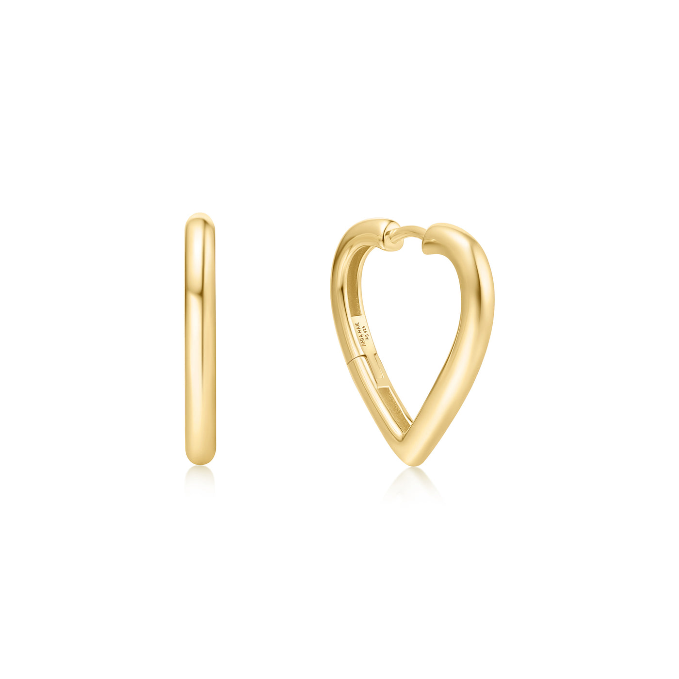Medium Heart Hoops in Yellow Gold by Ania Haie