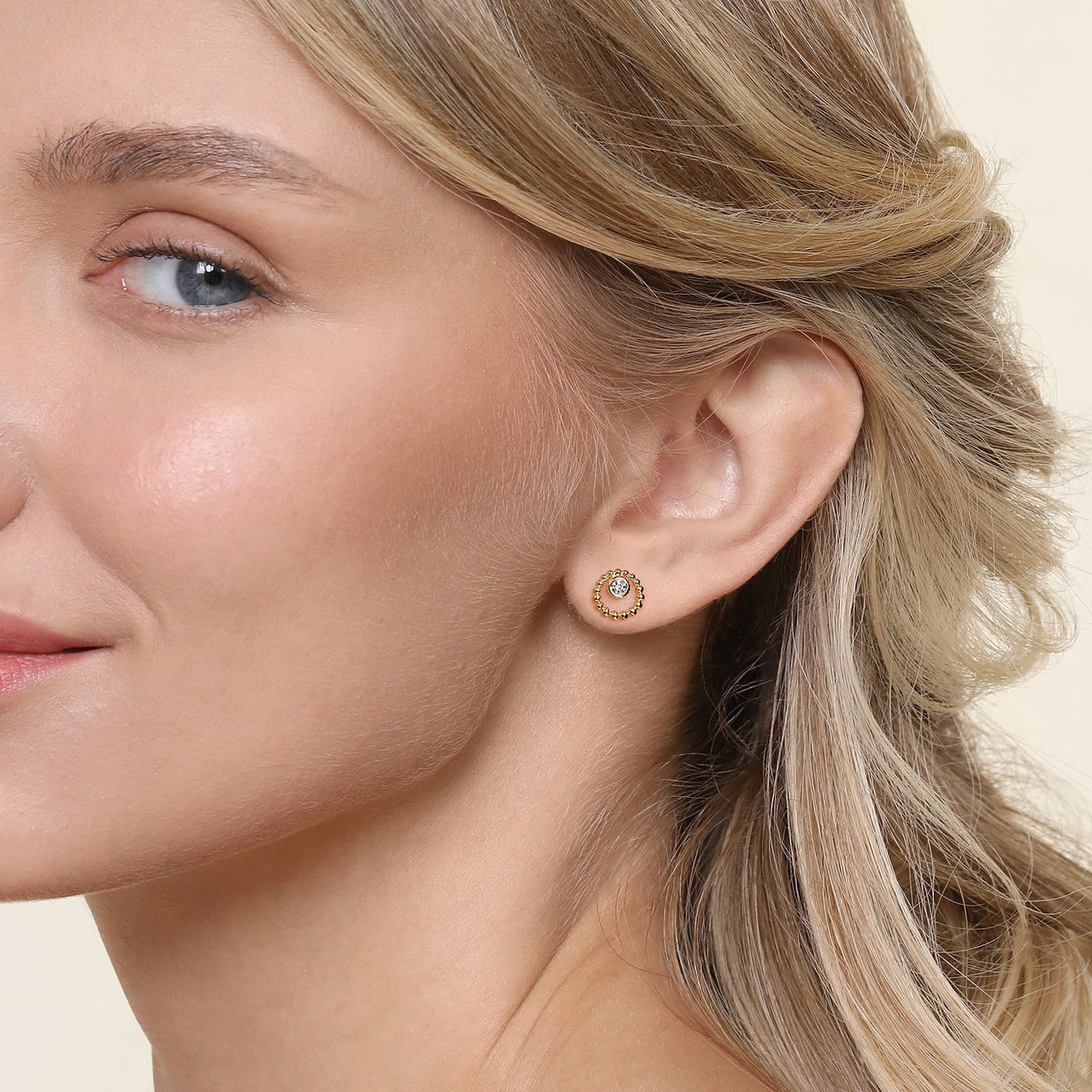 Diamond Bujukan Studs in Yellow Gold by Gabriel & Co.