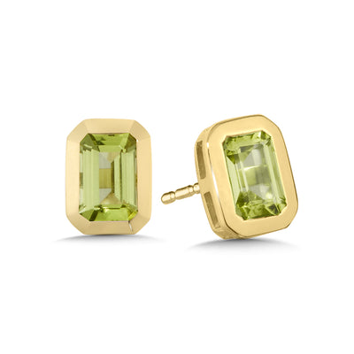 Peridot Stud Earrings in Yellow Gold
