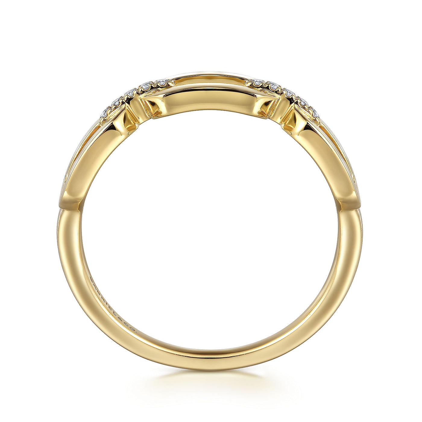 Diamond Fancy Link RIng in Yellow Gold by Gabriel & Co.