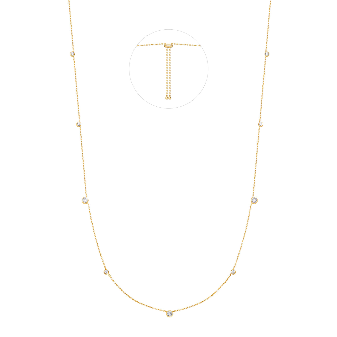 CZ Station Necklace in Sterling Silver with Gold Plating by Ania Haie