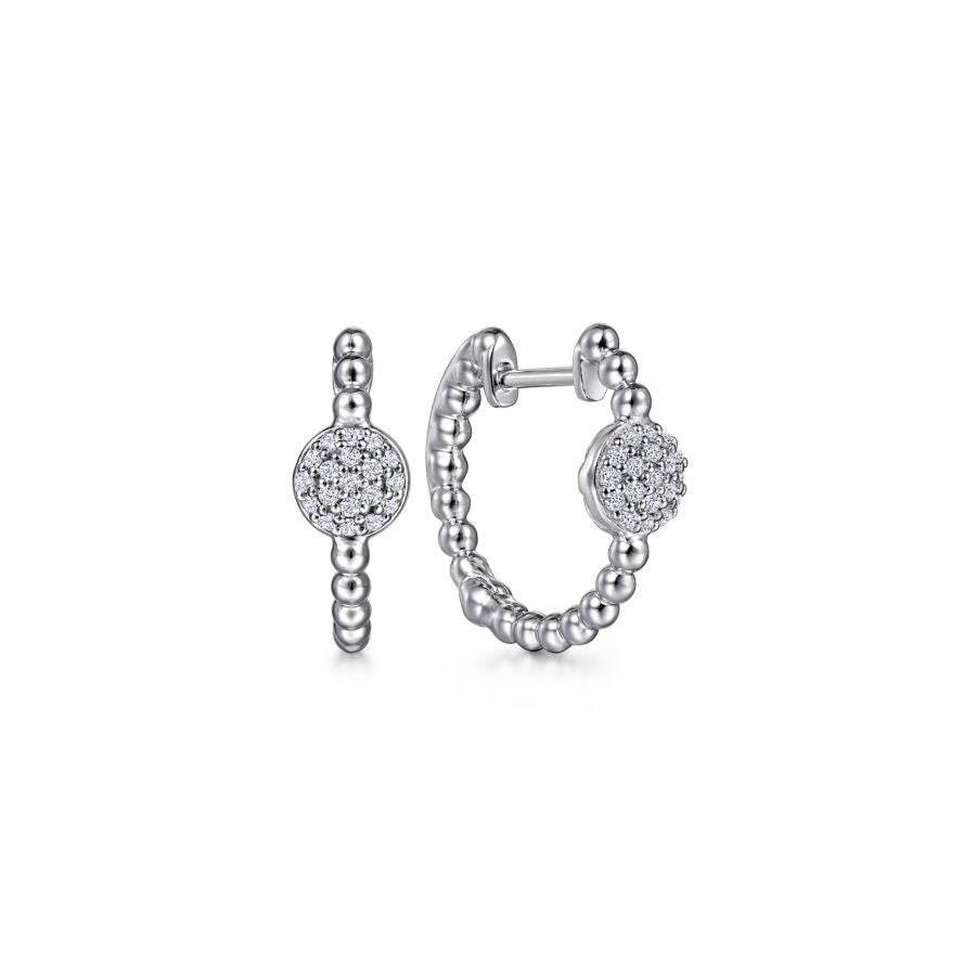 Gabriel & Co. Silver White Sapphire Pave Hoop Earrings EG14161SVJWS