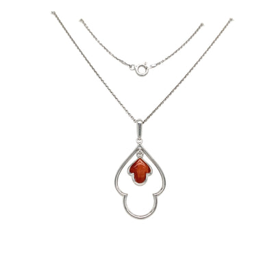Red Spiny Oyster Open Drop Pendant in Silver by Kabana