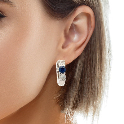 Sapphire and Diamond Huggies in White Gold by B&C
