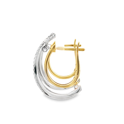 Diamond Hoop Earrings in Two-Tone Gold