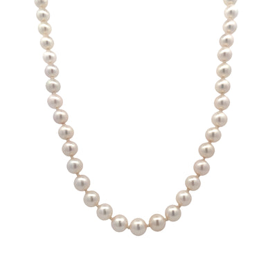 ESTATE 24" Strand Cultured Pearls in Yellow Gold