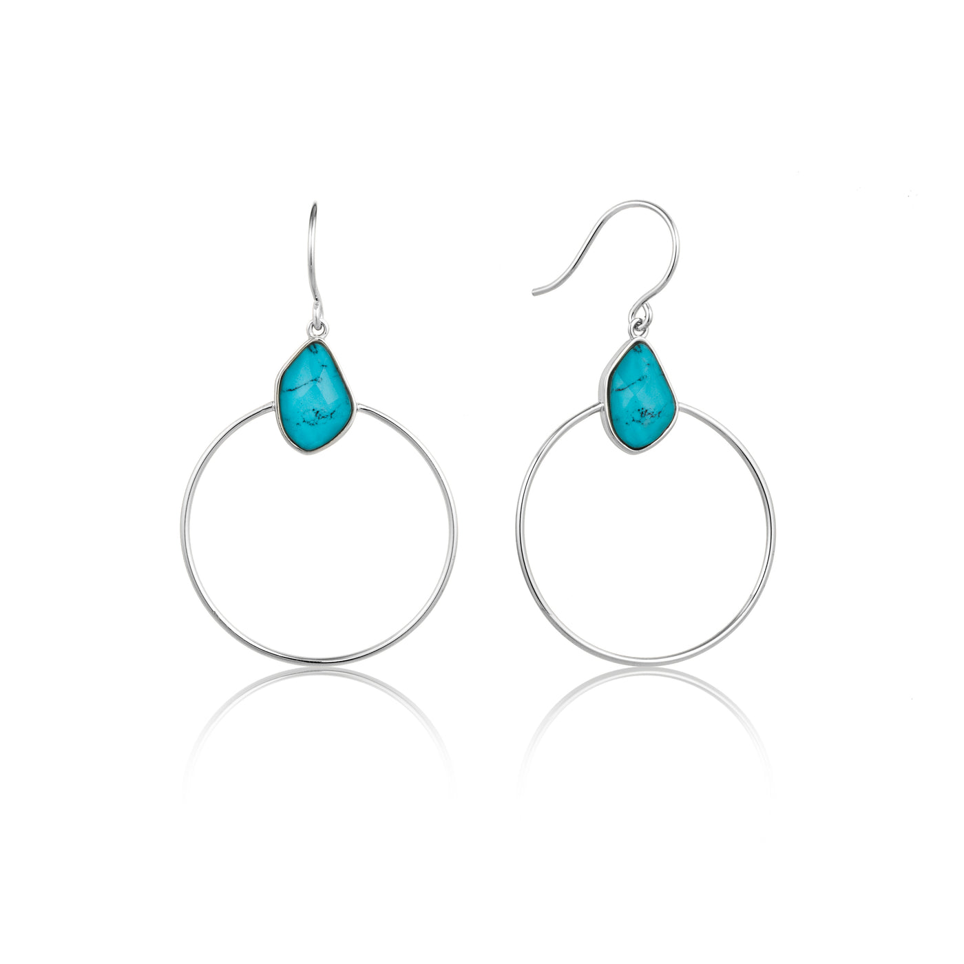 Ania Haie Turquoise Front Hoop Silver Plated Earrings E014-02G E014-02H